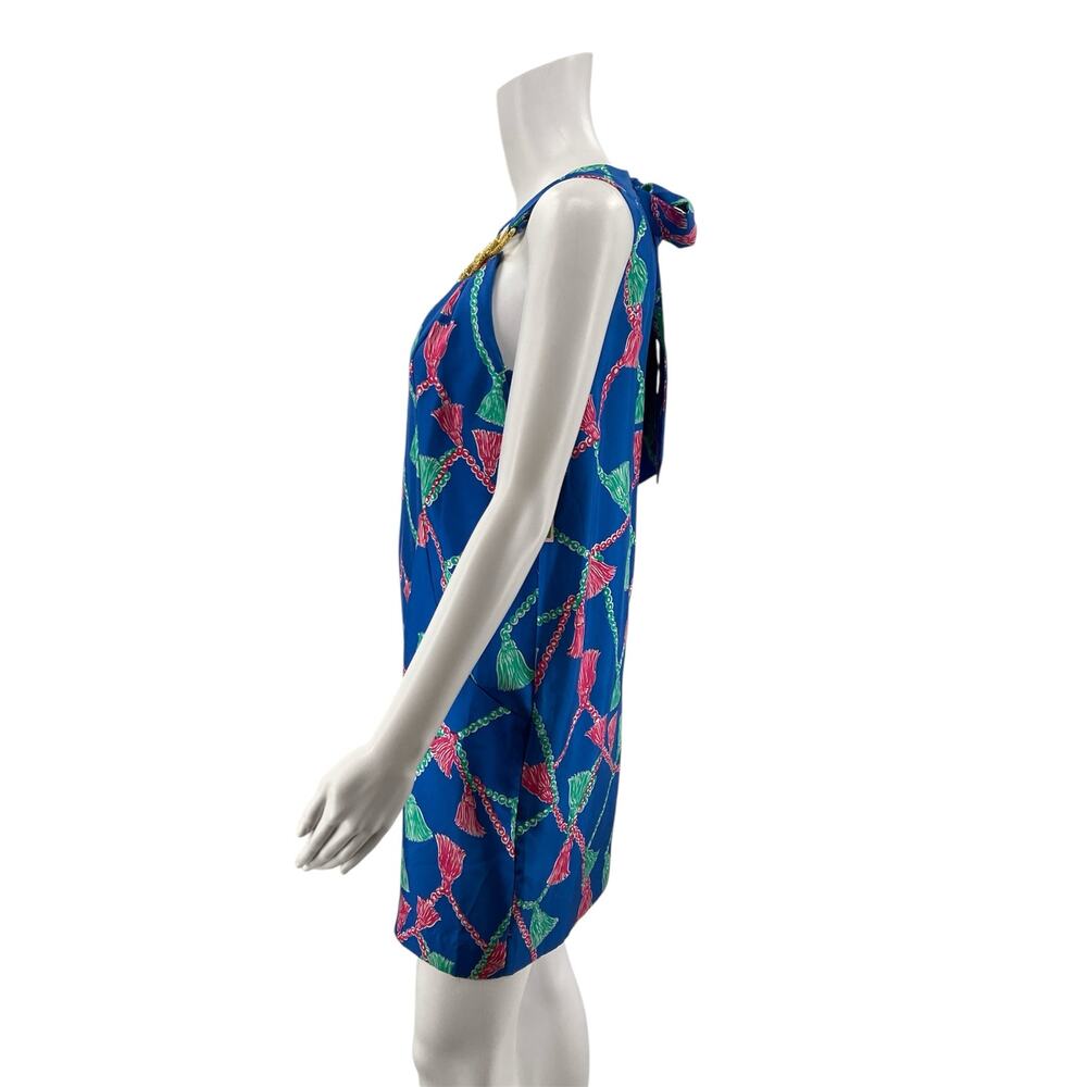 Lilly Pulitzer Elsa Silk Halter Dress Tassels Print Size 2 - Picture 4 of 8